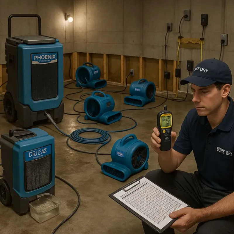 Structural Drying and Dehumidification process in Clarksburg, MD